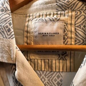 Denim & Flower Cream and Gray Patterned Shirt